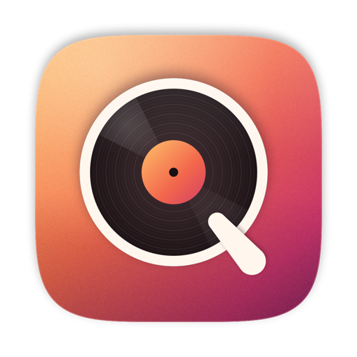 The QTube Music icon: a vinyl record whose tonearm forms the Q